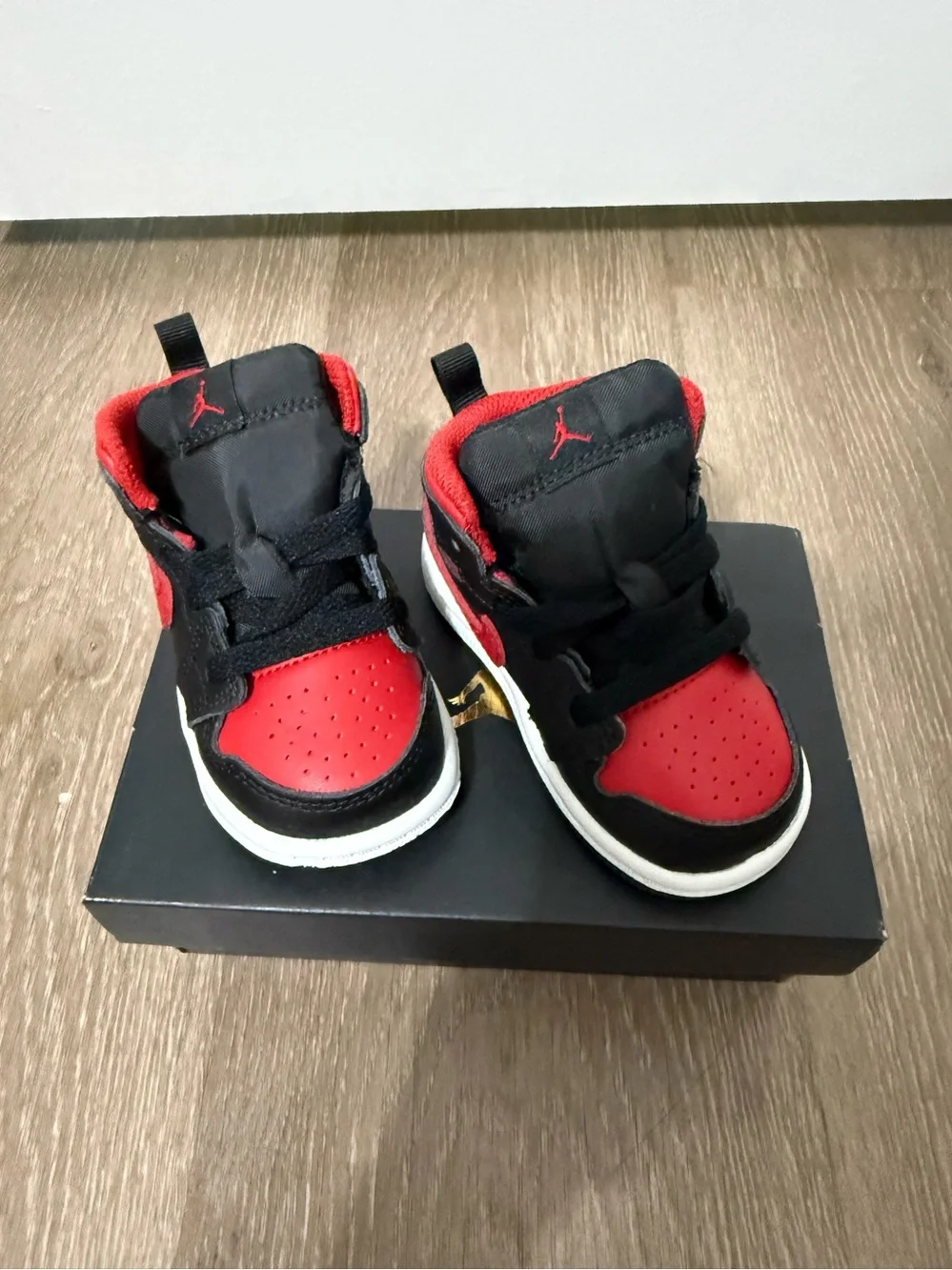 Jordan Baby Black and Red High-Top Sneakers